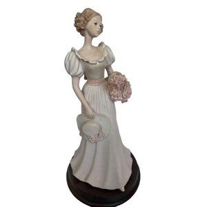 . Woman with Basket of Flowers Porcelain Statue
